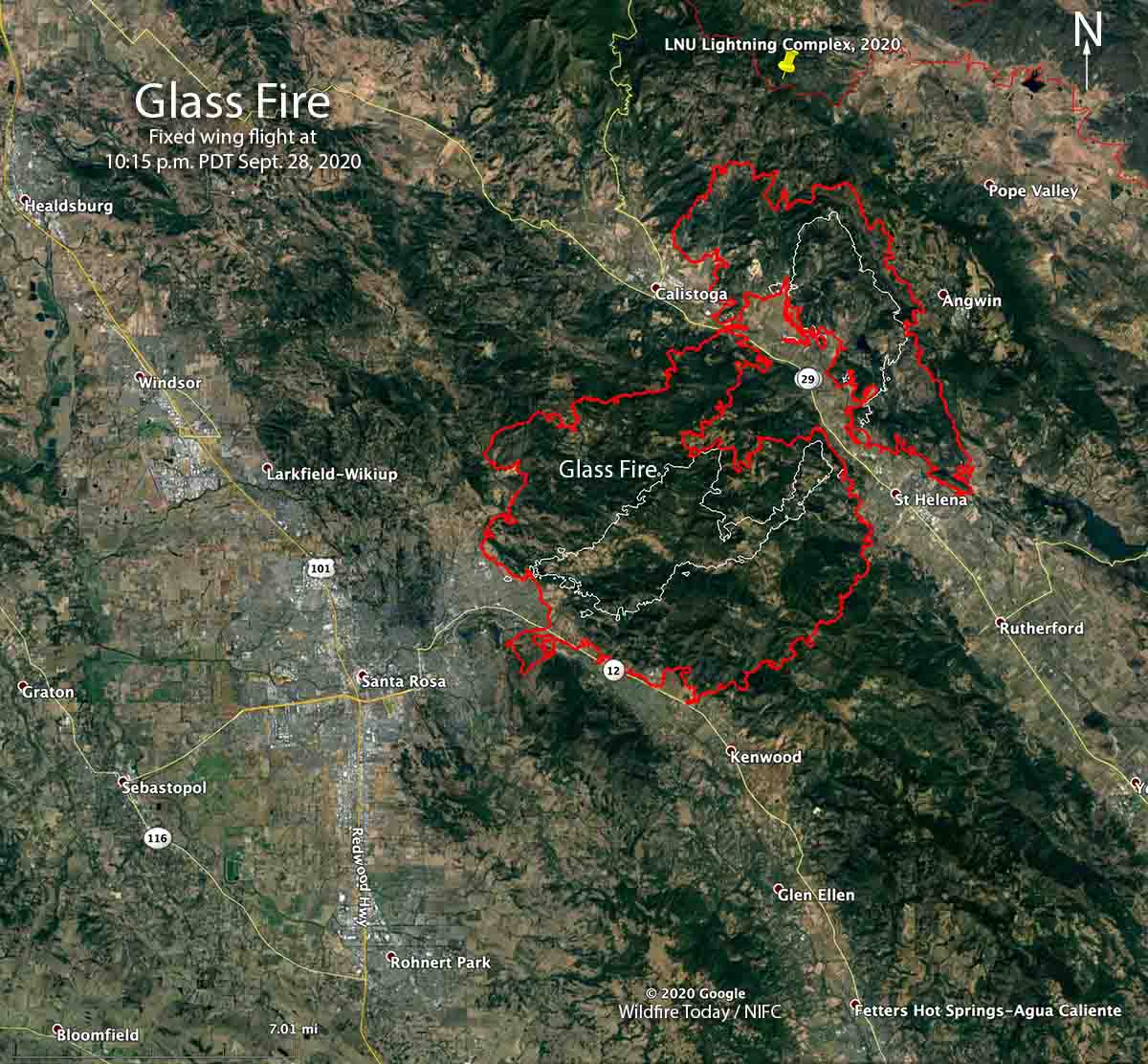 map of the Glass Fire