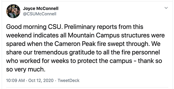 CSU campus status fire