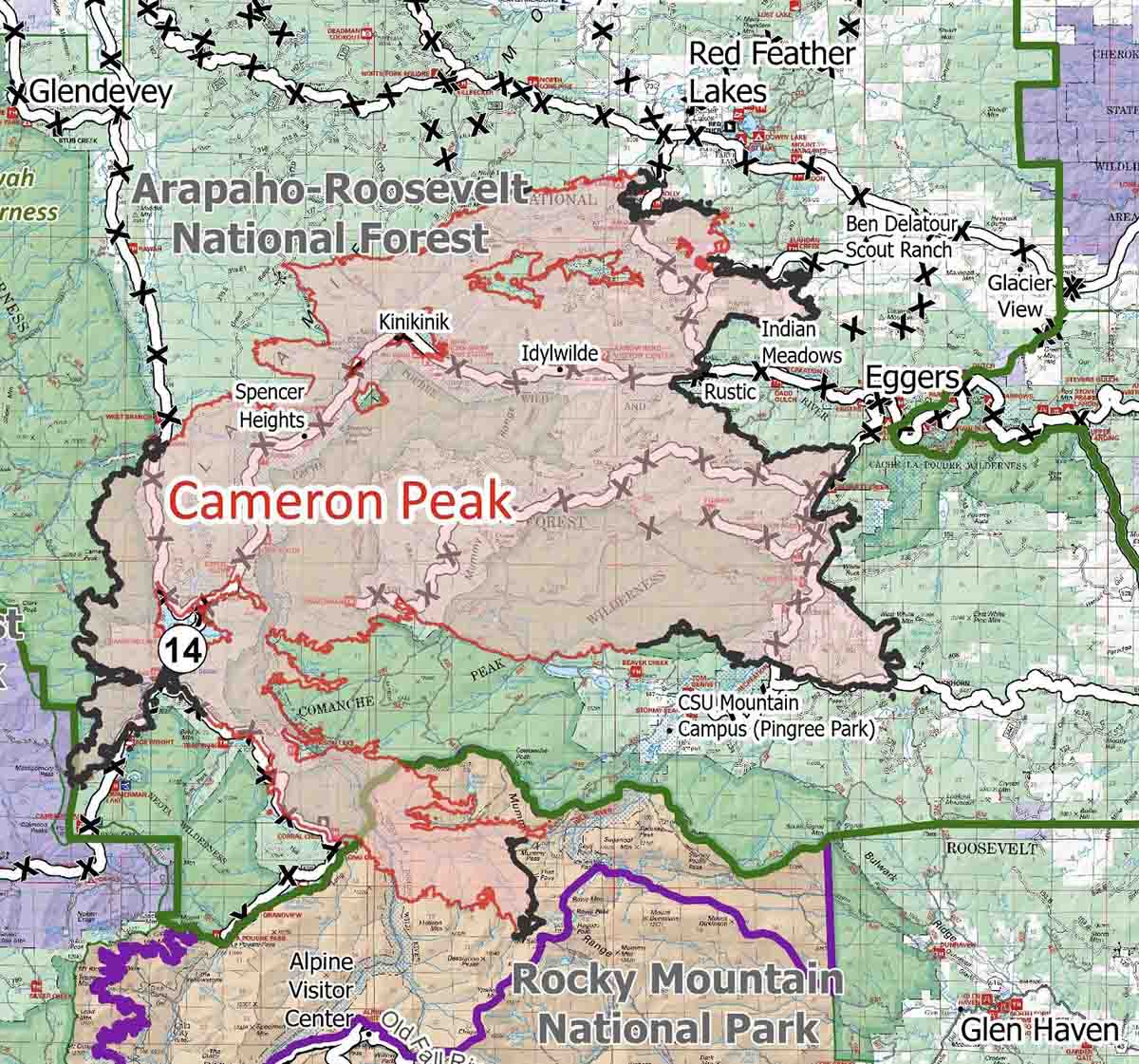 Map of the Cameron Peak Fire