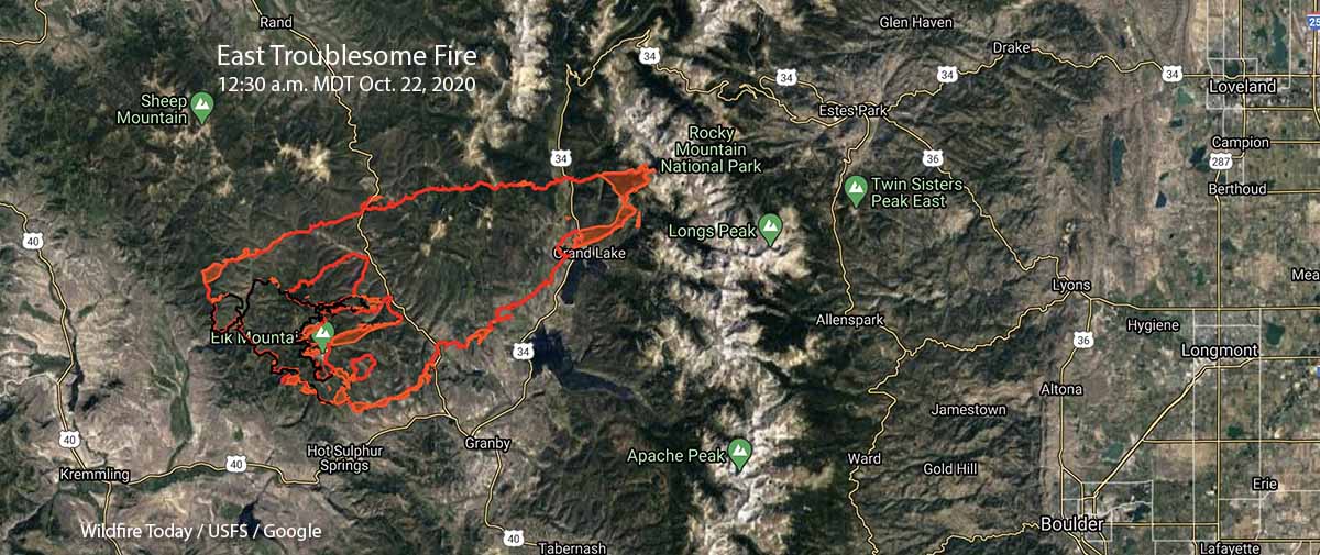 Map of the East Troublesome Fire