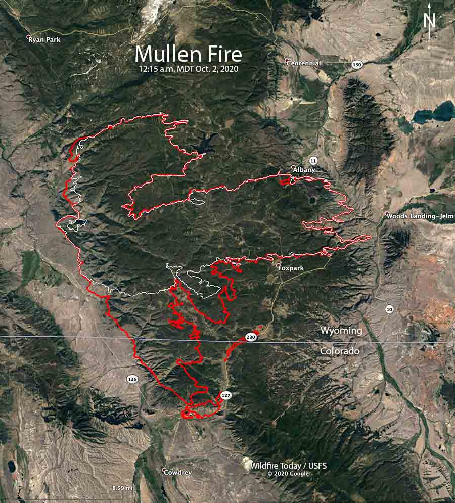 Map of the Mullen Fire