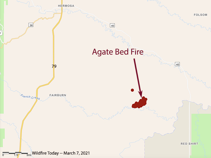 Map, Agate Bed Fire, March 7, 2021 - Wildfire Today