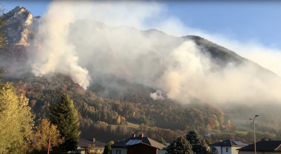 wildfire in the region of Hirschwang in Austria