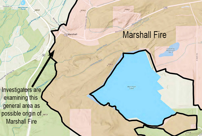 Marshall fire possible origin area