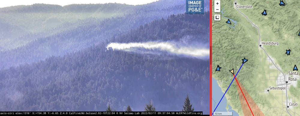 smoke from a fire in Sonoma County near Monte Rio