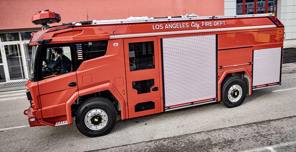 Los Angeles Fire Department's new electric fire engine