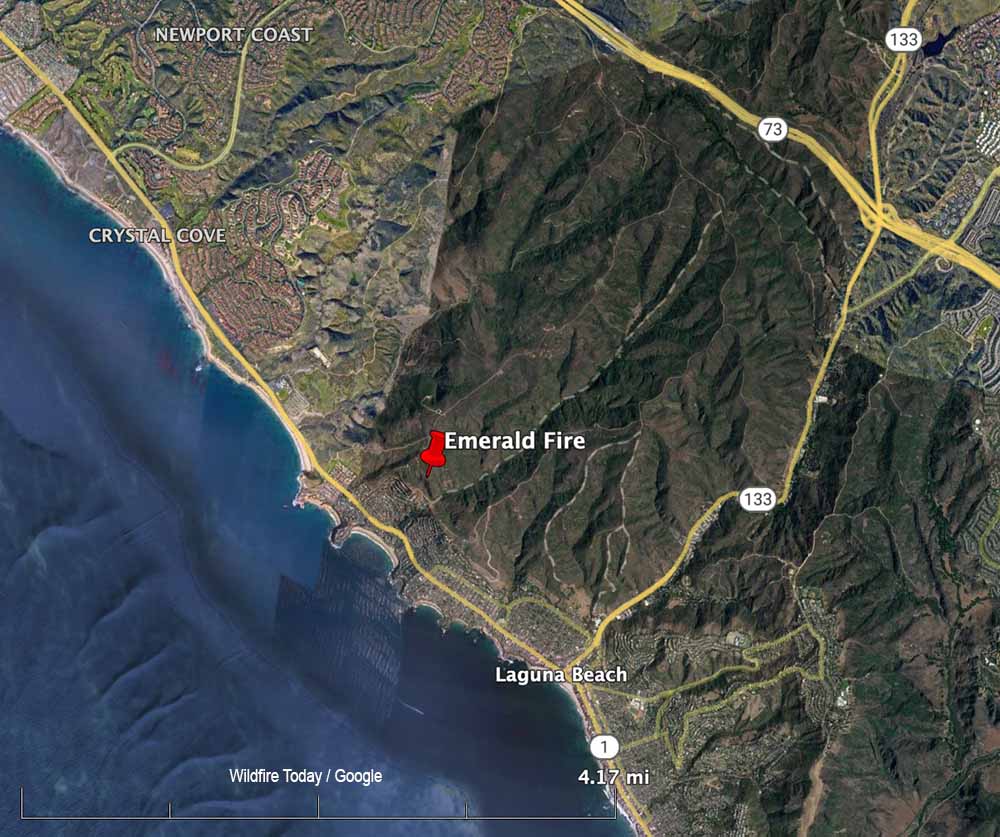 map Emerald Fire near Laguna Beach