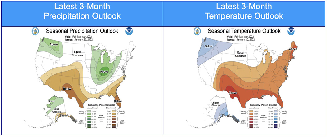 Three-month temp and precip outlook