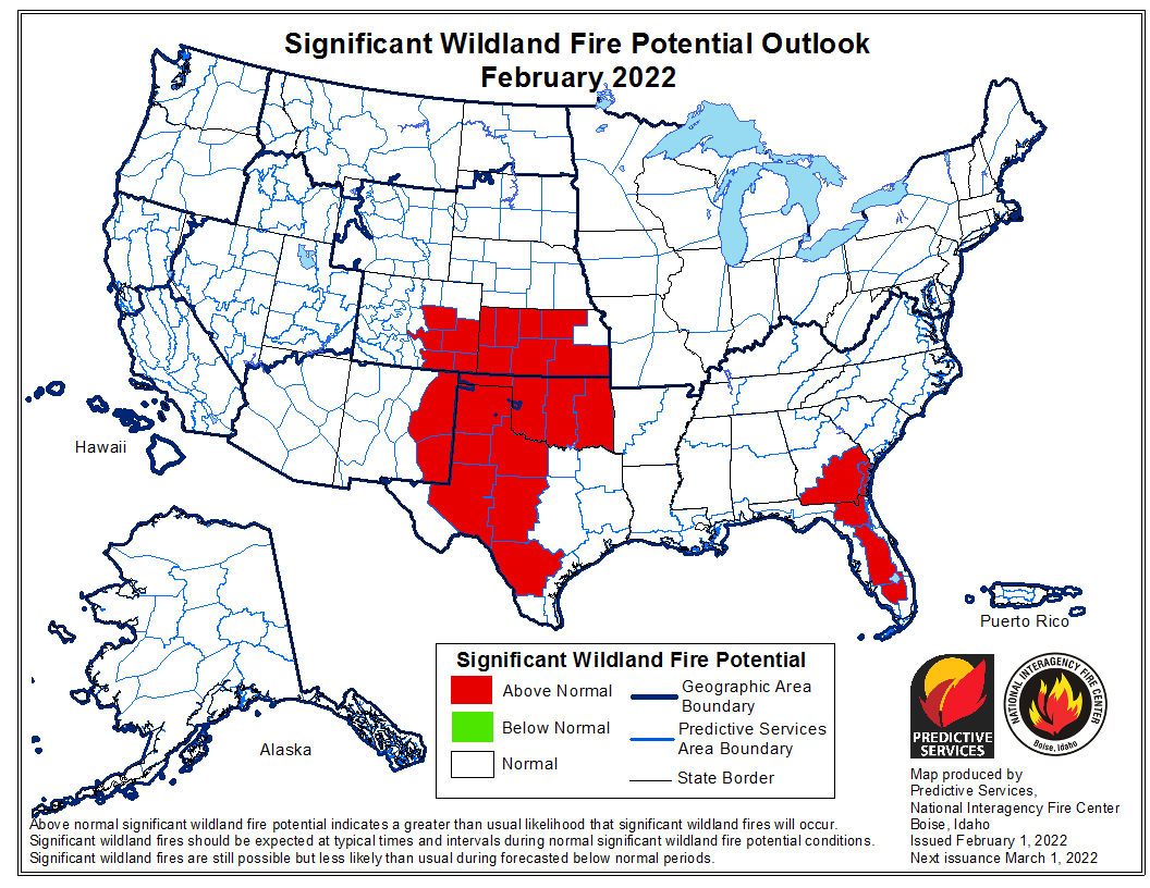 wildfire potential outlook February