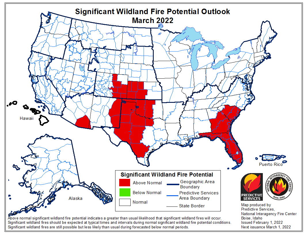 wildfire potential outlook March