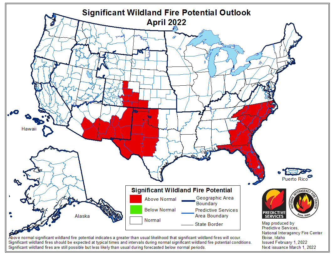 wildfire potential outlook April