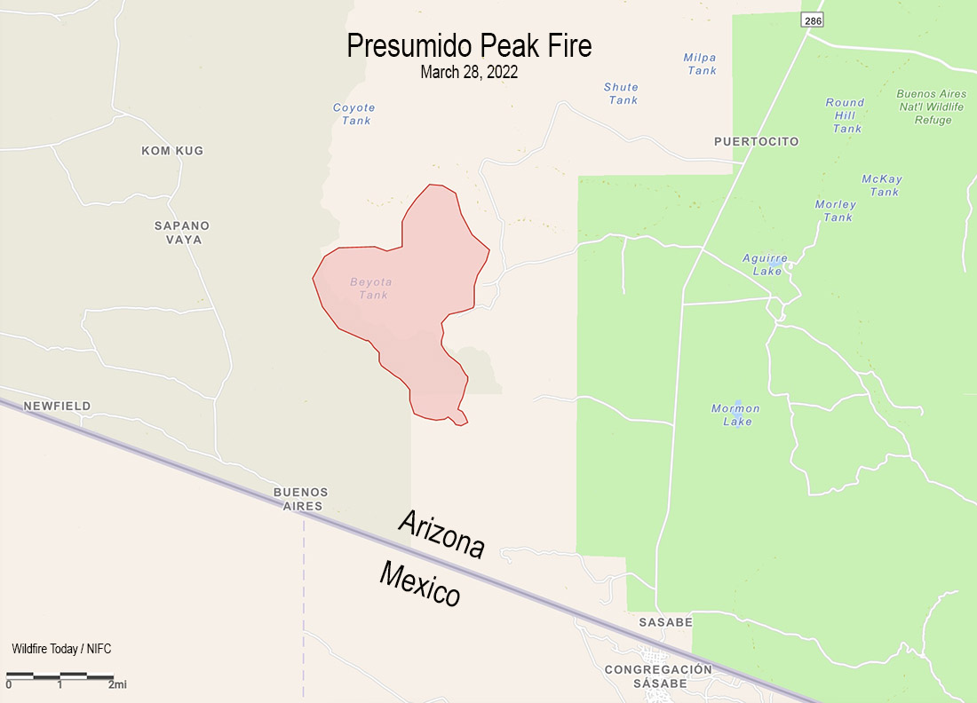 Presumido Peak Fire map March 28, 2022
