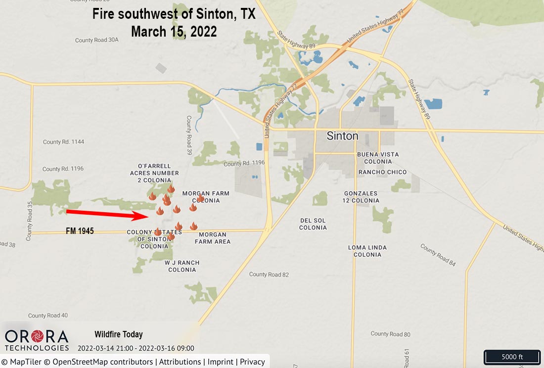 Sinton Texas fire map