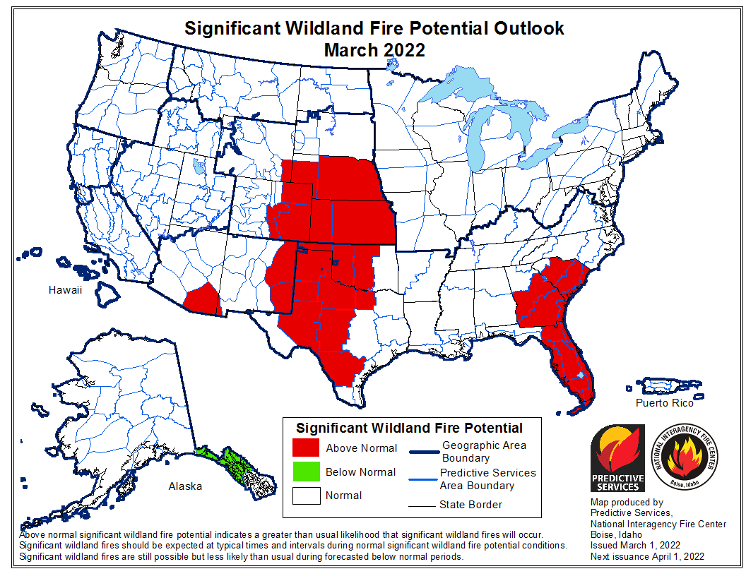 wildfire potential March 2022