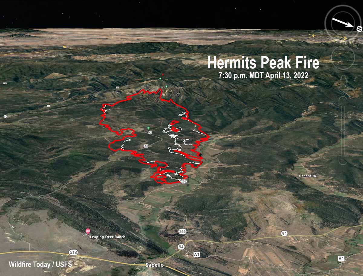 3 D Map Hermits Peak Fire 730 P.m. 4 13 