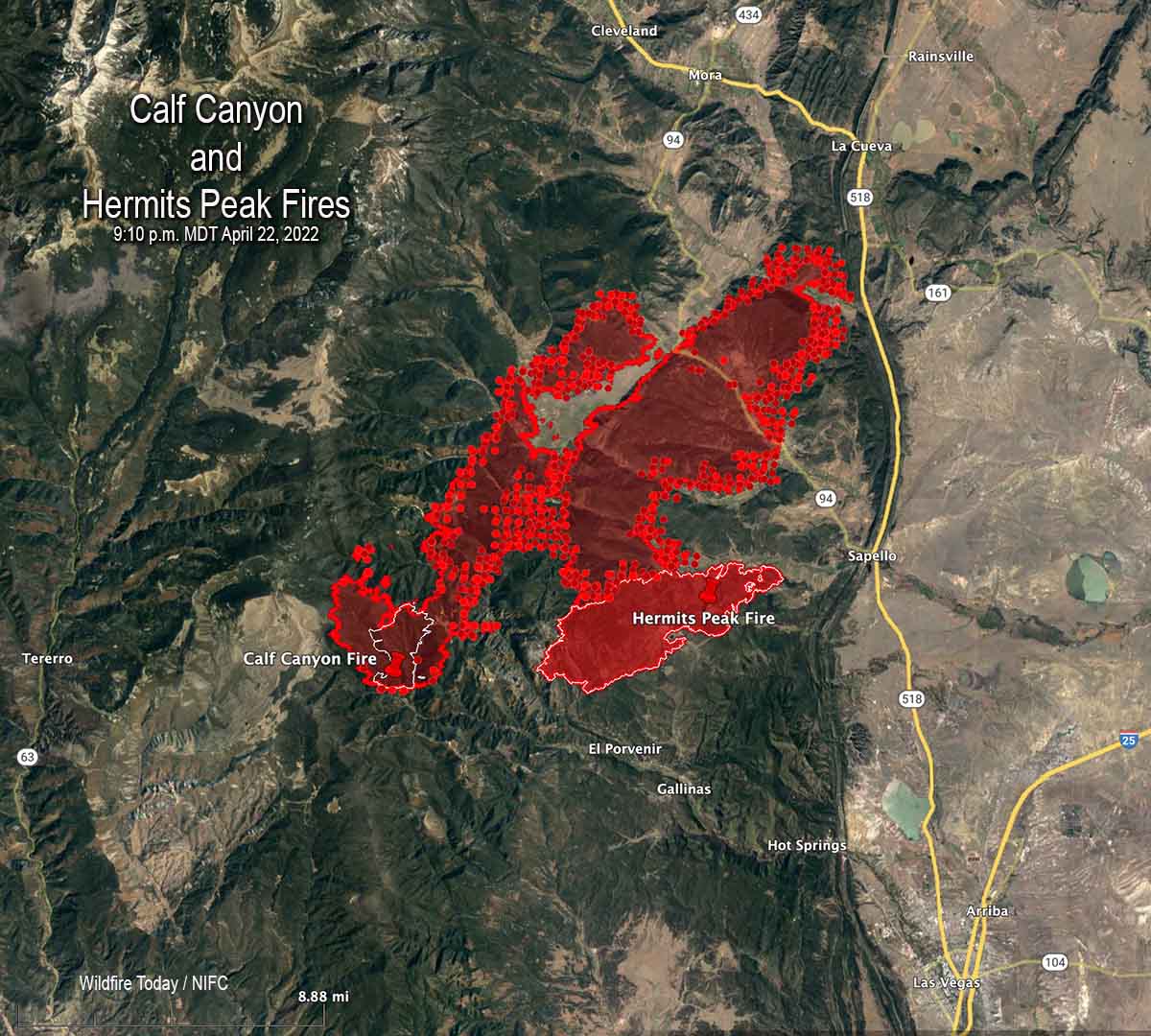 map Calf Canyon & Hermits Peak Fires