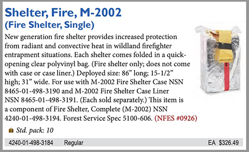 Fire Shelter $326