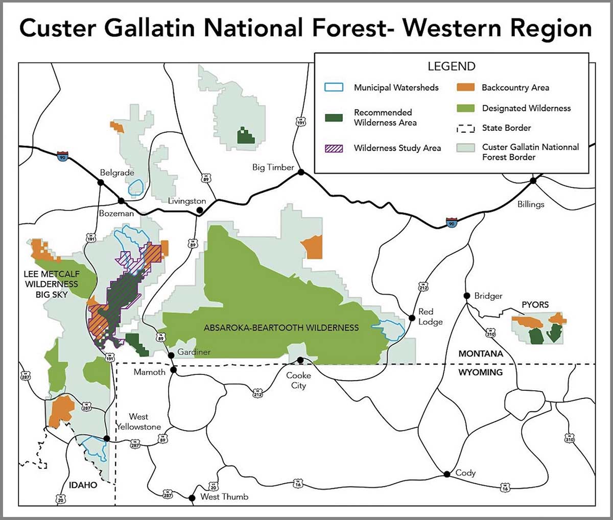 Map -- Custer Gallatin NF western region