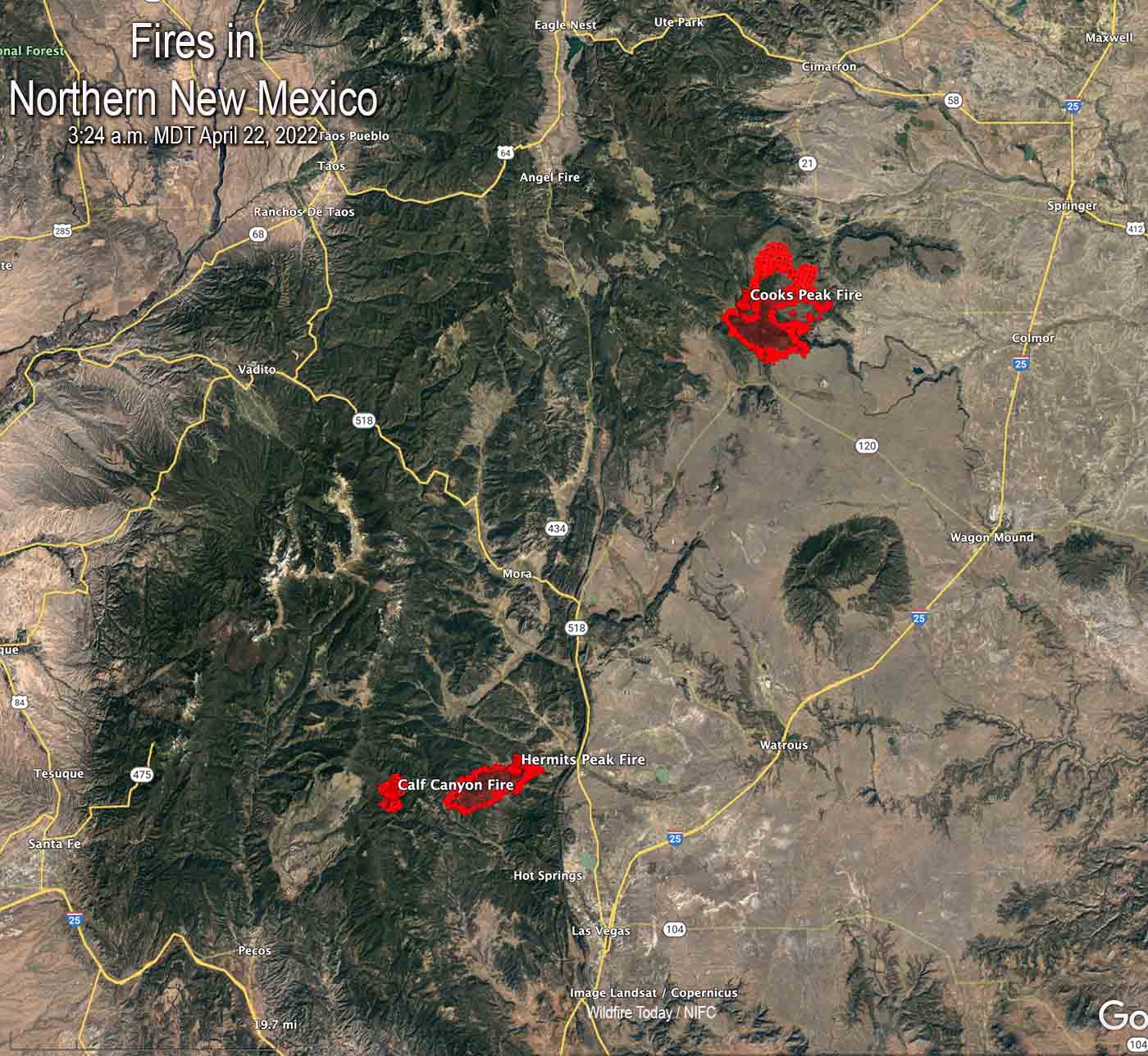 Map of fires in Northern New Mexico April 22, 2022