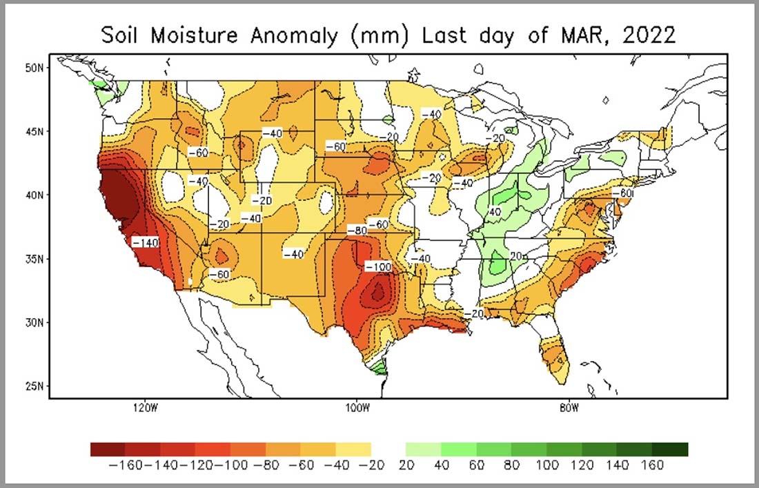 Soil moisture, March 31, 2022. NWS