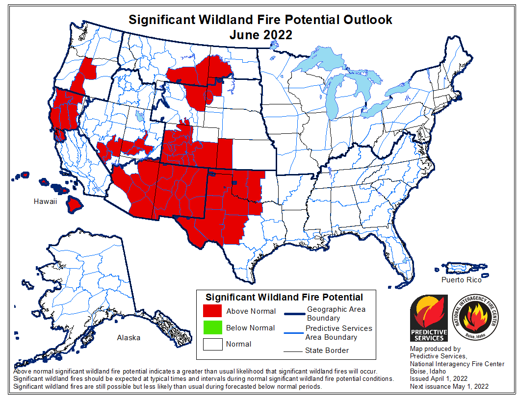 wildfire potential June 2022