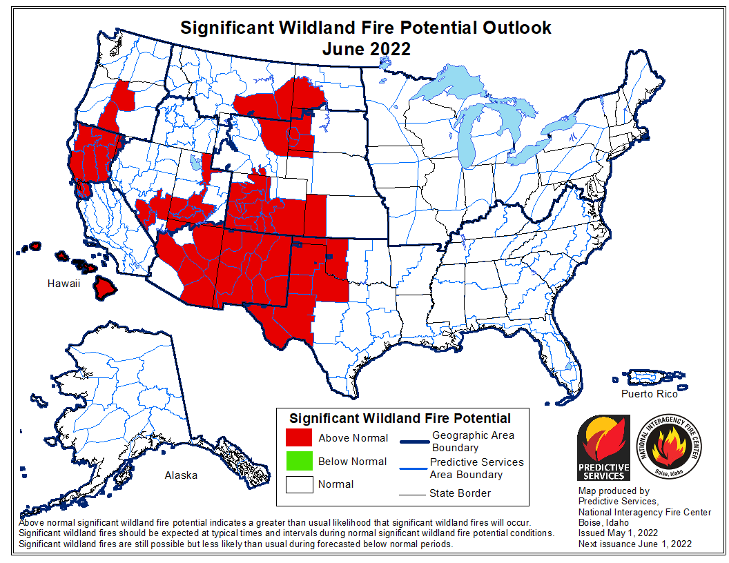 Wildfire potential June, 2022