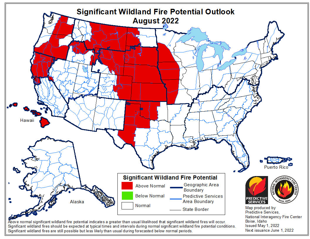 Wildfire potential August, 2022.