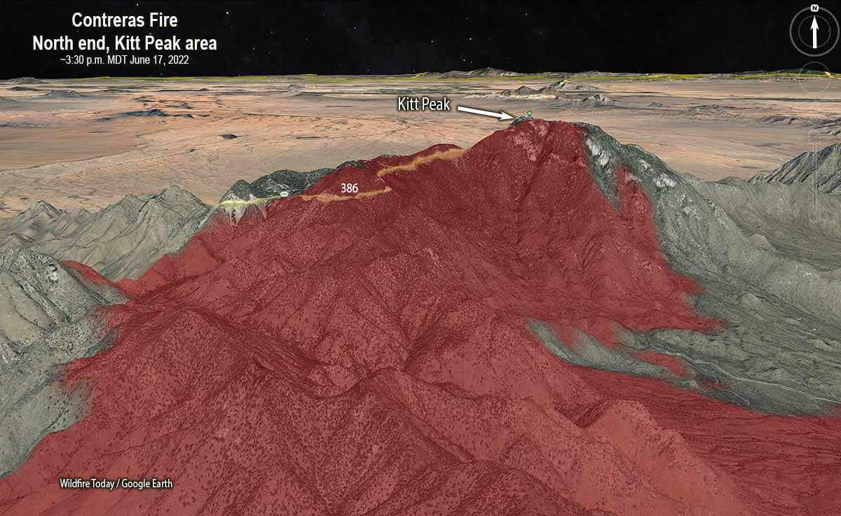 North end of the Contreras Fire, Kitt Peak, 3-D map