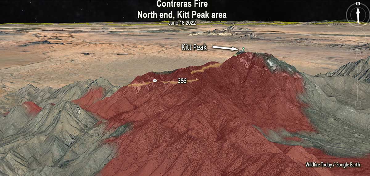 Contreras Fire 3-D map, north end, June 18, 2022