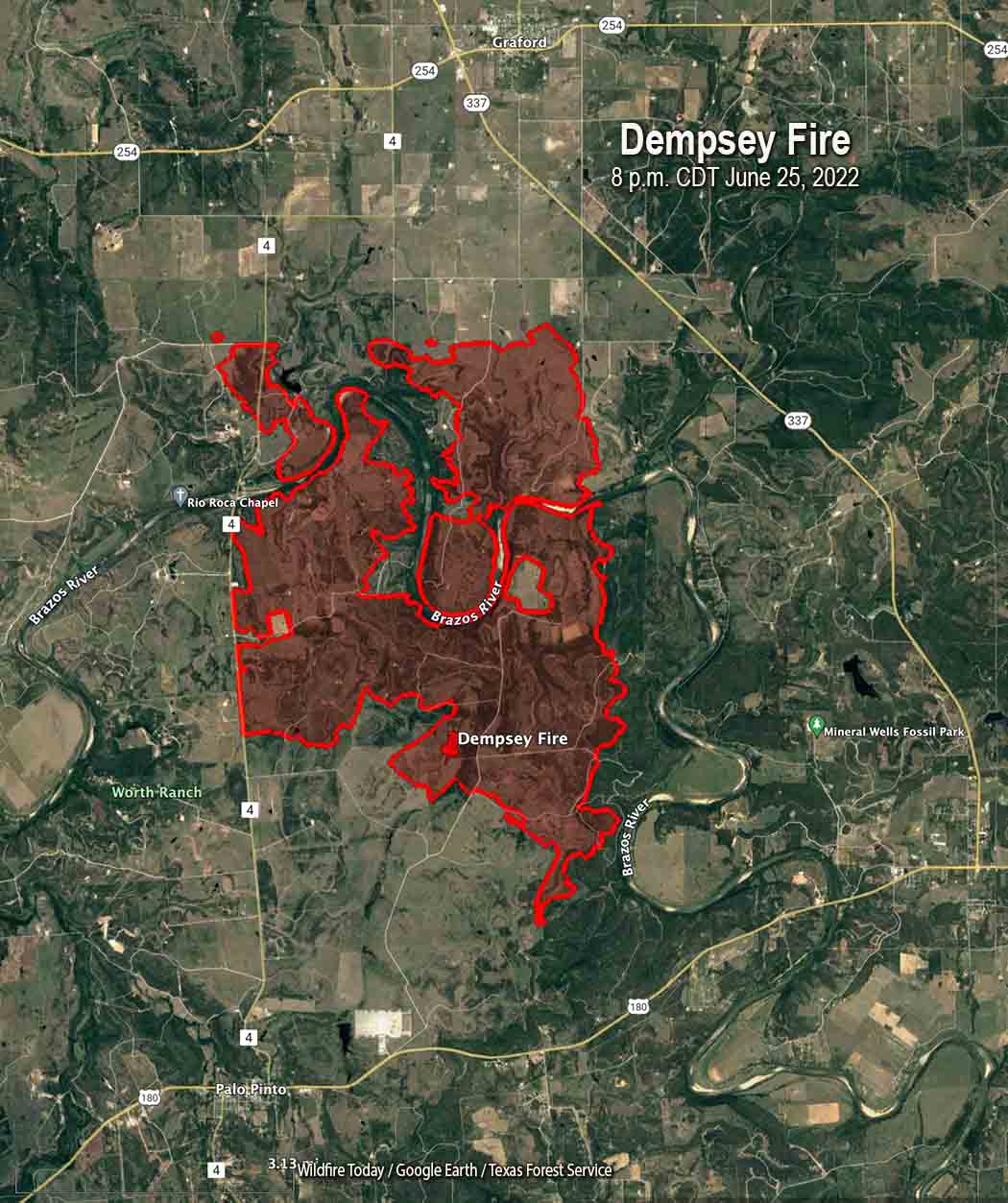 Dempsey Fire map, 8 p.m. CDT June 25, 2022