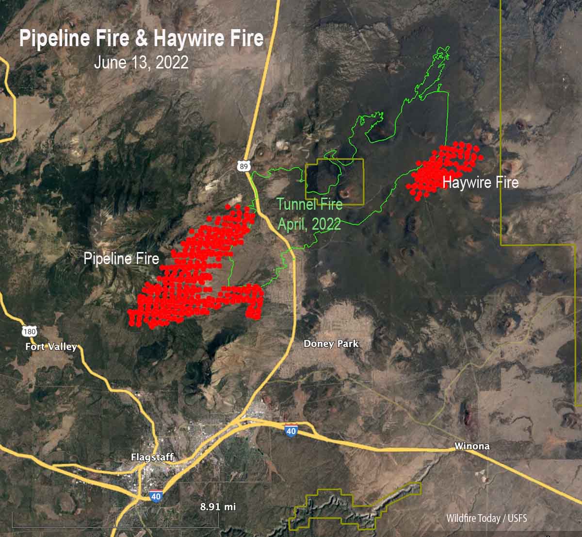 map Pipeline Fire, June 13, 2022 Arizona Flagstaff