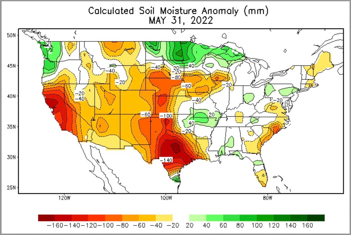 Soil moisture, May 31, 2022