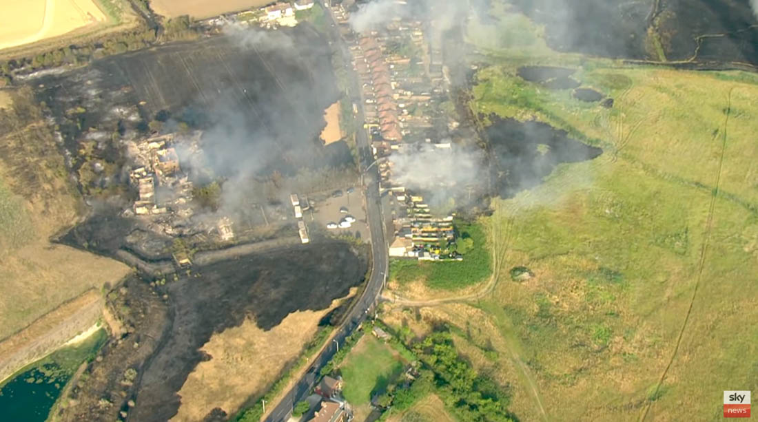 Multiple wildland-urban interface fires destroyed structures United Kingdom