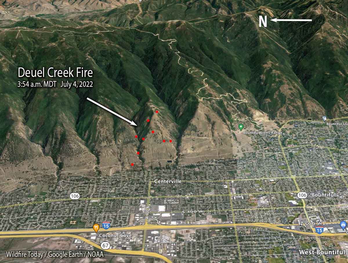 Deuel Creek Fire map, 3:54 a.m. MDT July 4, 2022