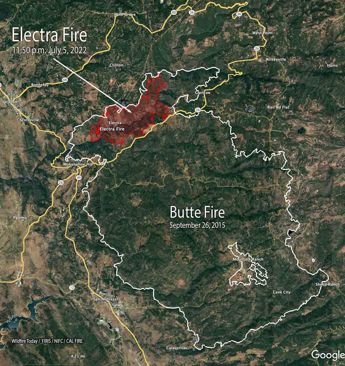 Electra Fire map 1150 pm MDT Jul 5, 2022