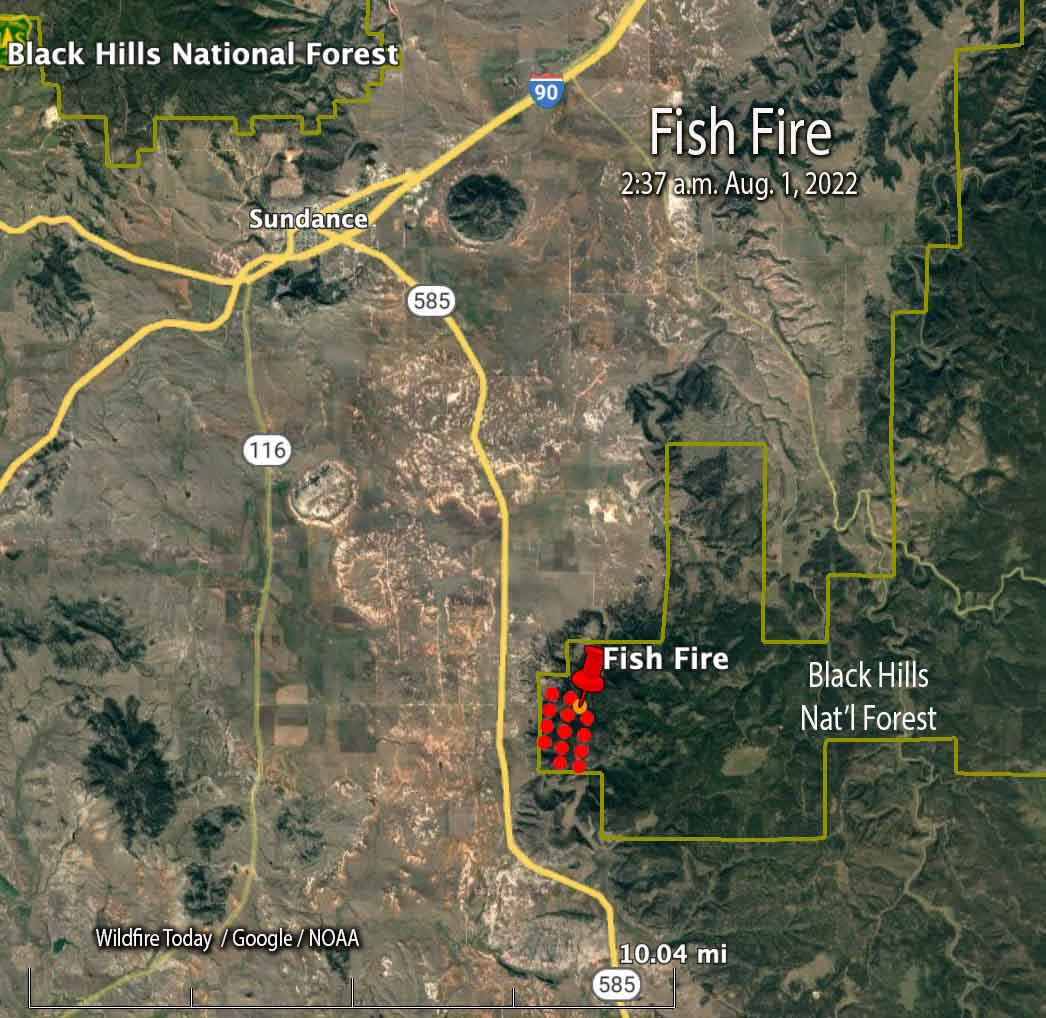 Fish Fire map, 2:37 a.m. MDT Aug. 1, 2022 Wyoming