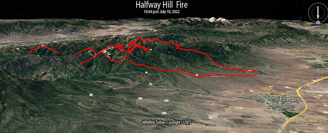 Halfway Hill Fire 3D map 22:34 10 July 2022