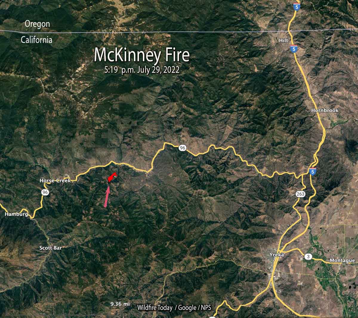McKinney Fire location map 5:19 p.m July 29, 2022