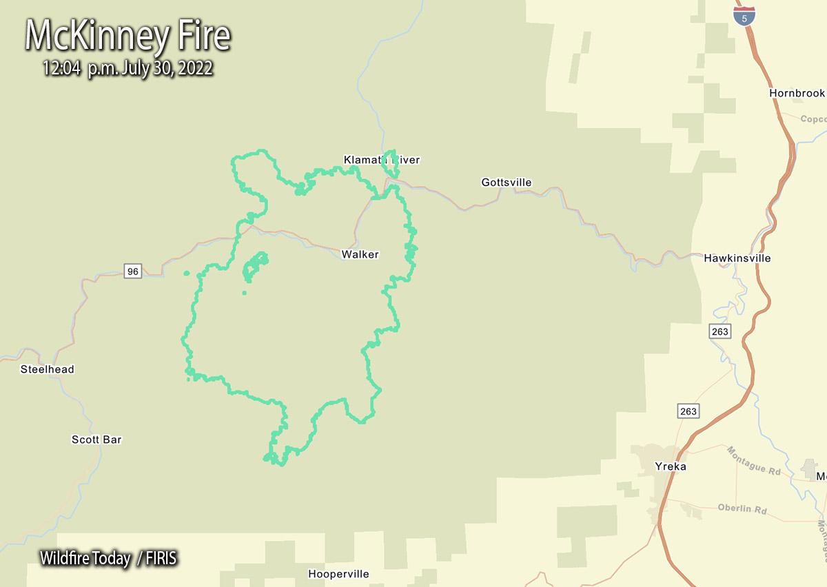McKinney Fire map, 12:04 p.m July 30, 2022