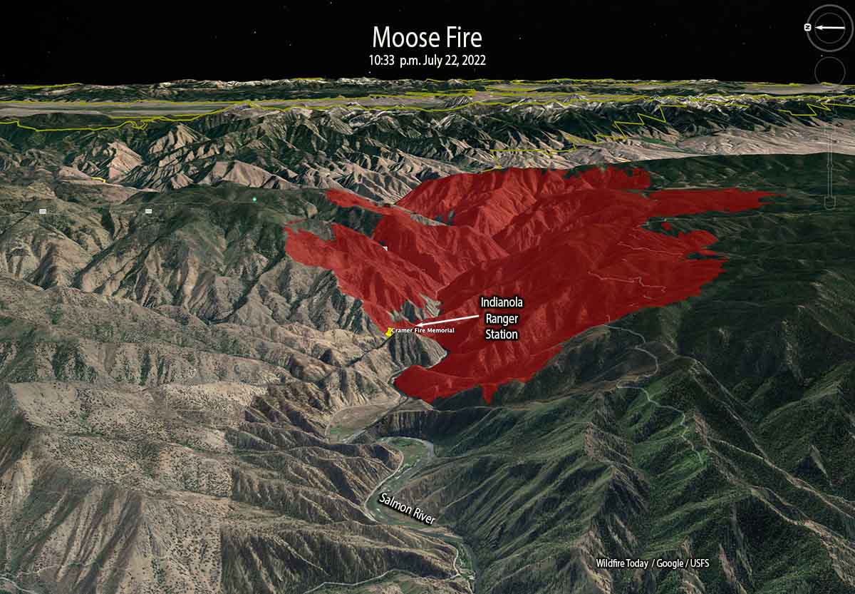 Moose Fire 3-D map 10:33 p.m. July 22, 2022