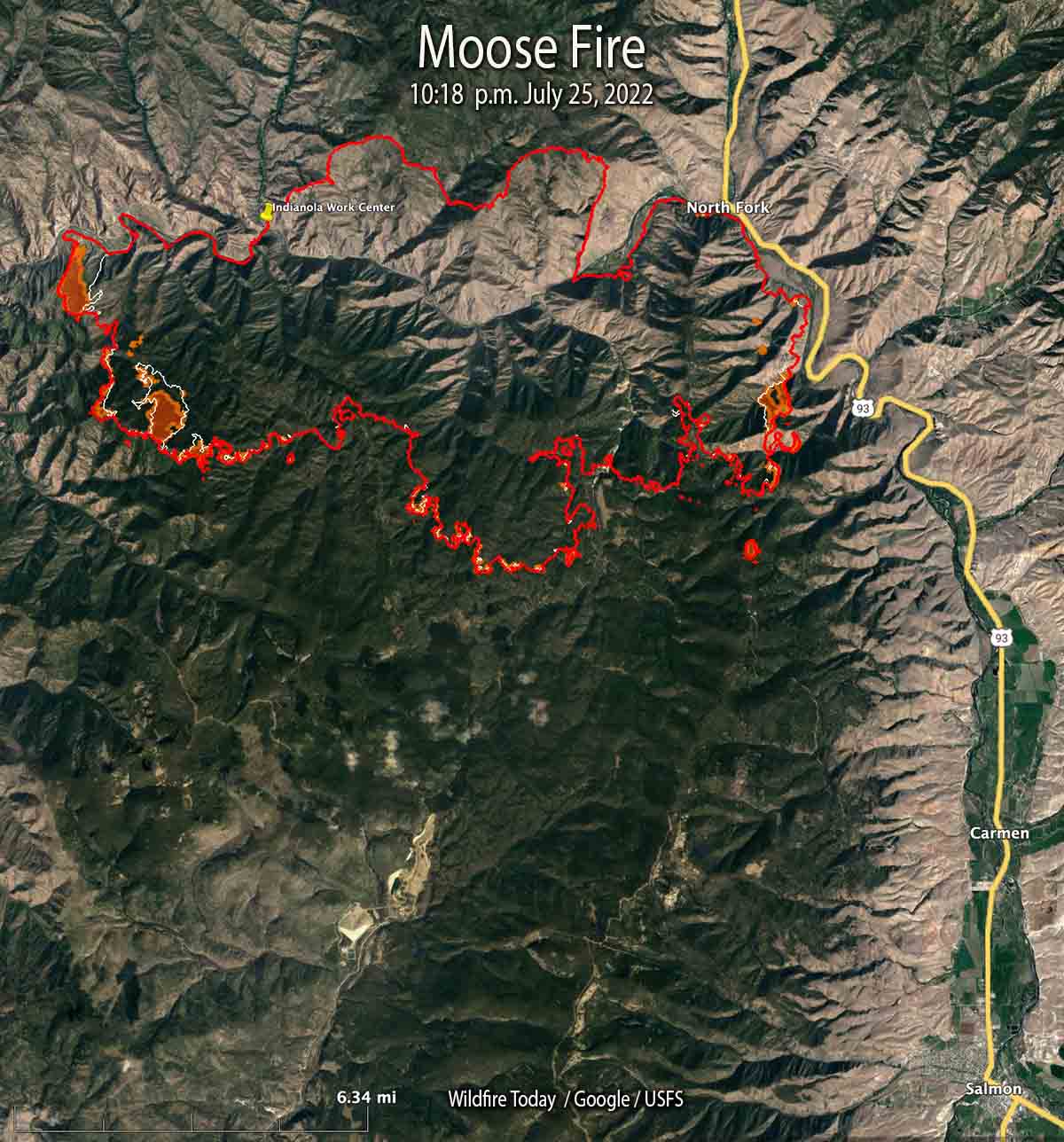 Moose Fire map 10:18 p.m. MDT July 25, 2022