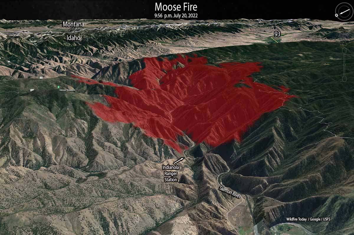 Moose Fire map, 9:56 p.m. July 20, 2022
