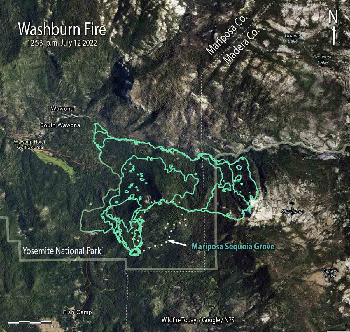 Washburn Fire map 12:53 p.m. July 12, 2022