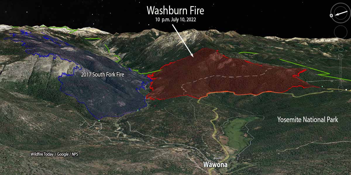 Washburn Fire, 3-D map 10 p.m. July 10, 2022