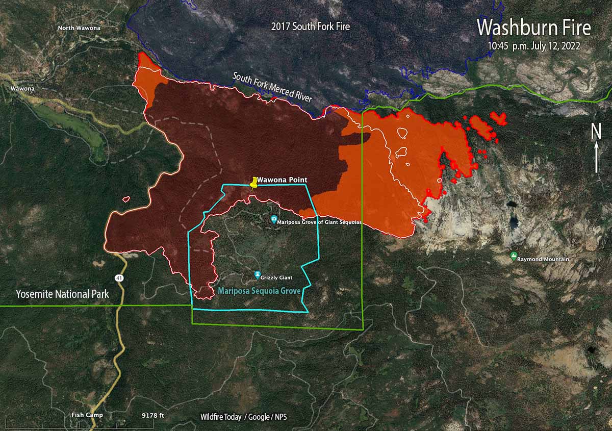 Washburn Fire map, 1045 p.m. July 12, 2022