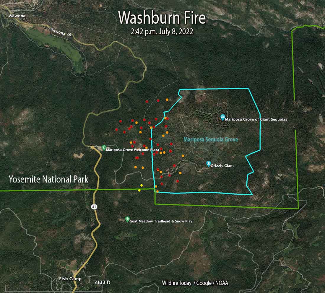 Washburn Fire Map, 2:42 PM Jul 8, 2022
