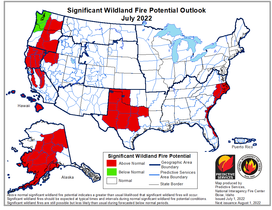 Forest fire forecast in July