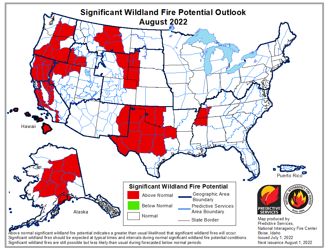 Forest fire forecast in August fuel weather