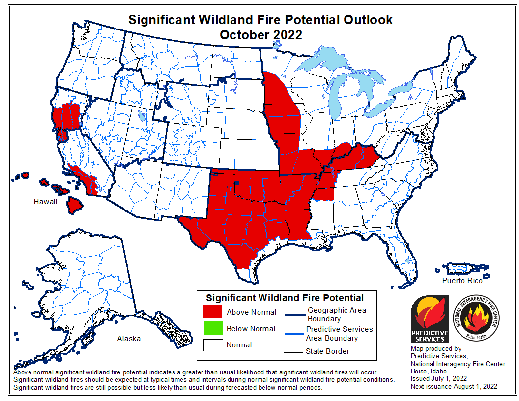 Forest fire forecast in October