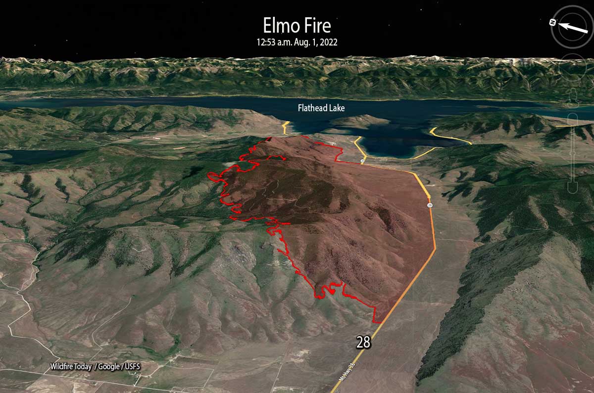 Elmo Fire map 12:53 a.m. August 1, 2022